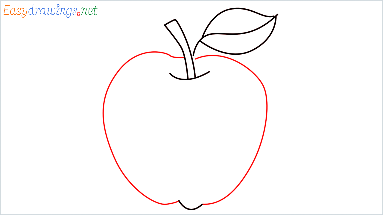 How to draw Green apple Emoji step (6)