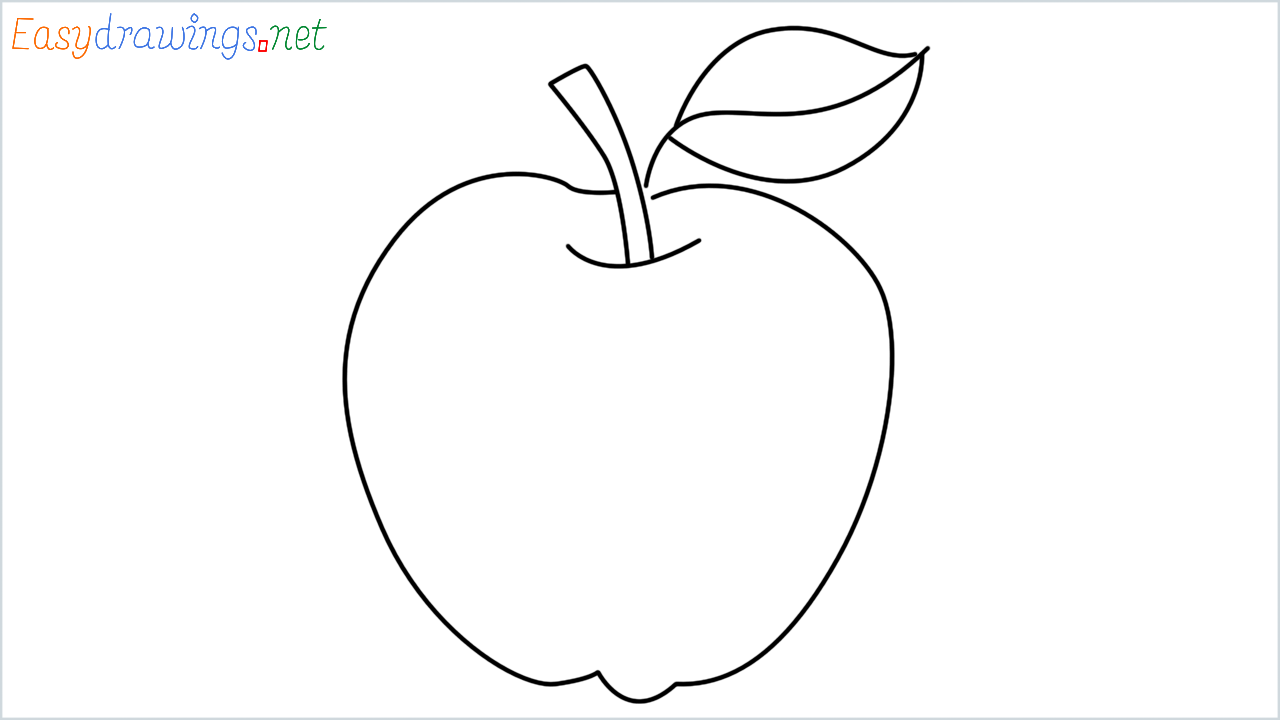 How to draw Green apple Emoji step by step for beginners