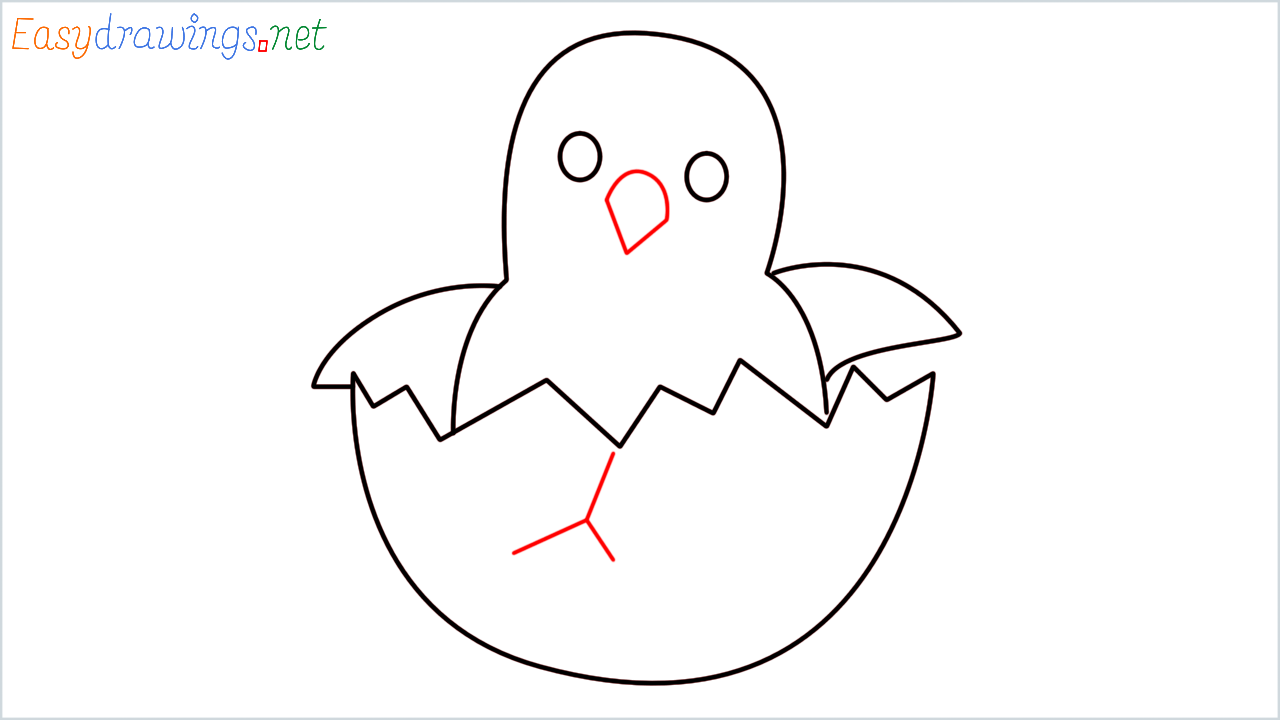 How to draw Hatching chick Emoji step (7)