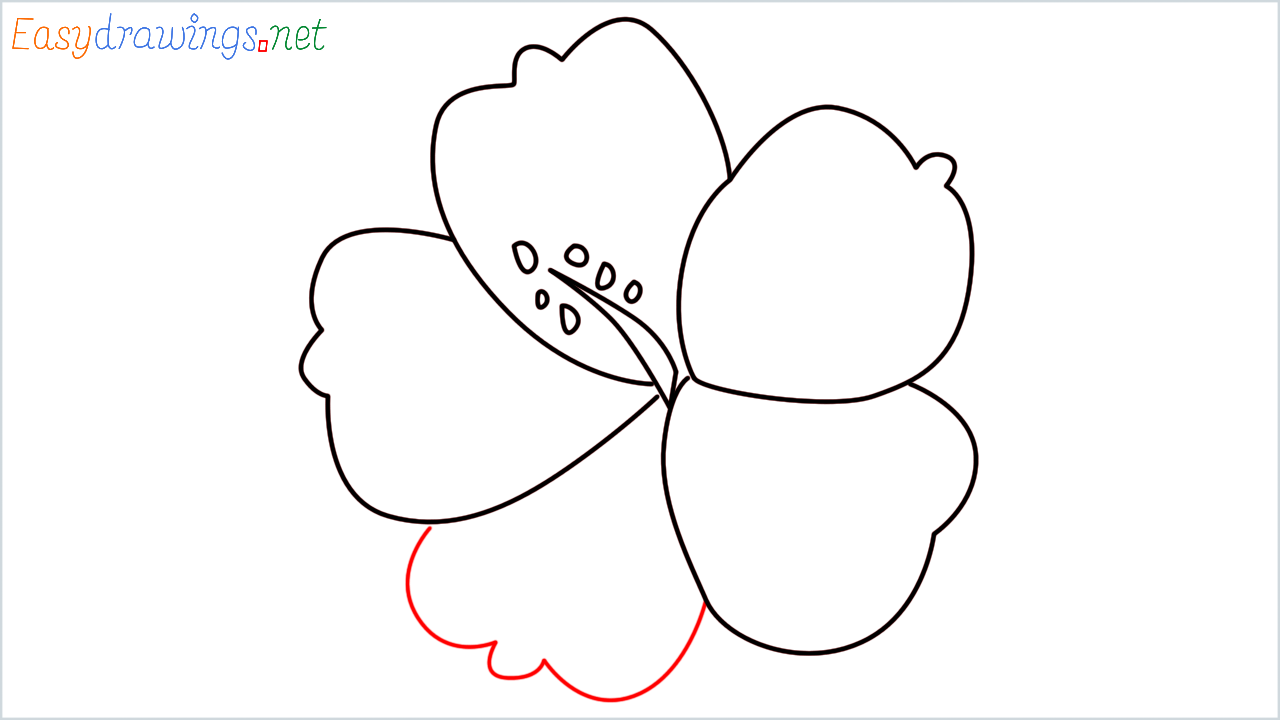 How to draw Hibiscus Emoji step (7)