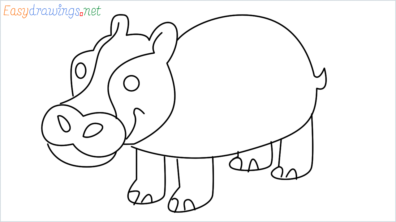 How to draw Hippopotamus Emoji step by step for beginners