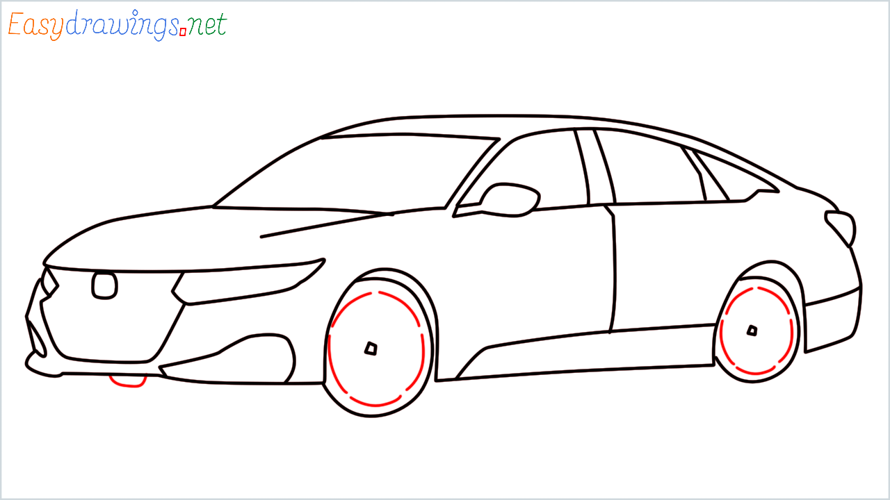 How to draw Honda Accord step (12)