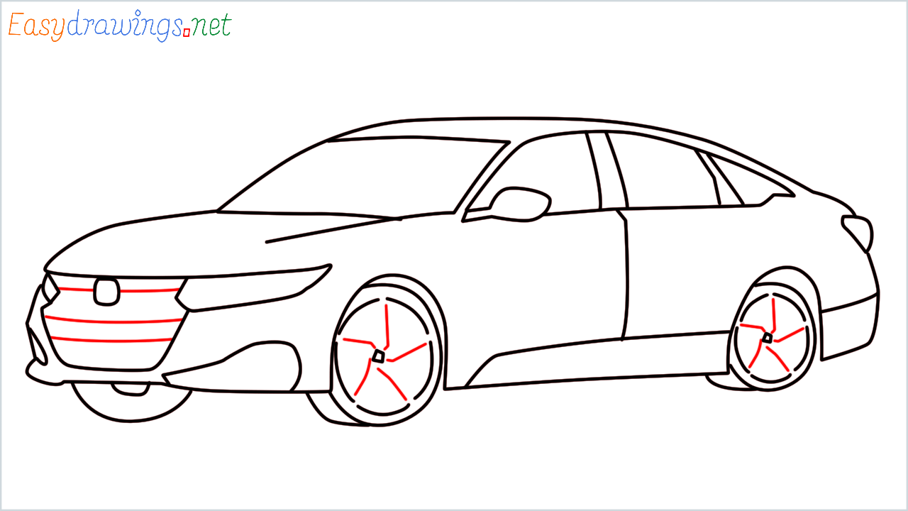 How to draw Honda Accord step (14)