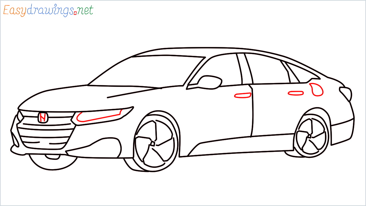 How to draw Honda Accord step (16)
