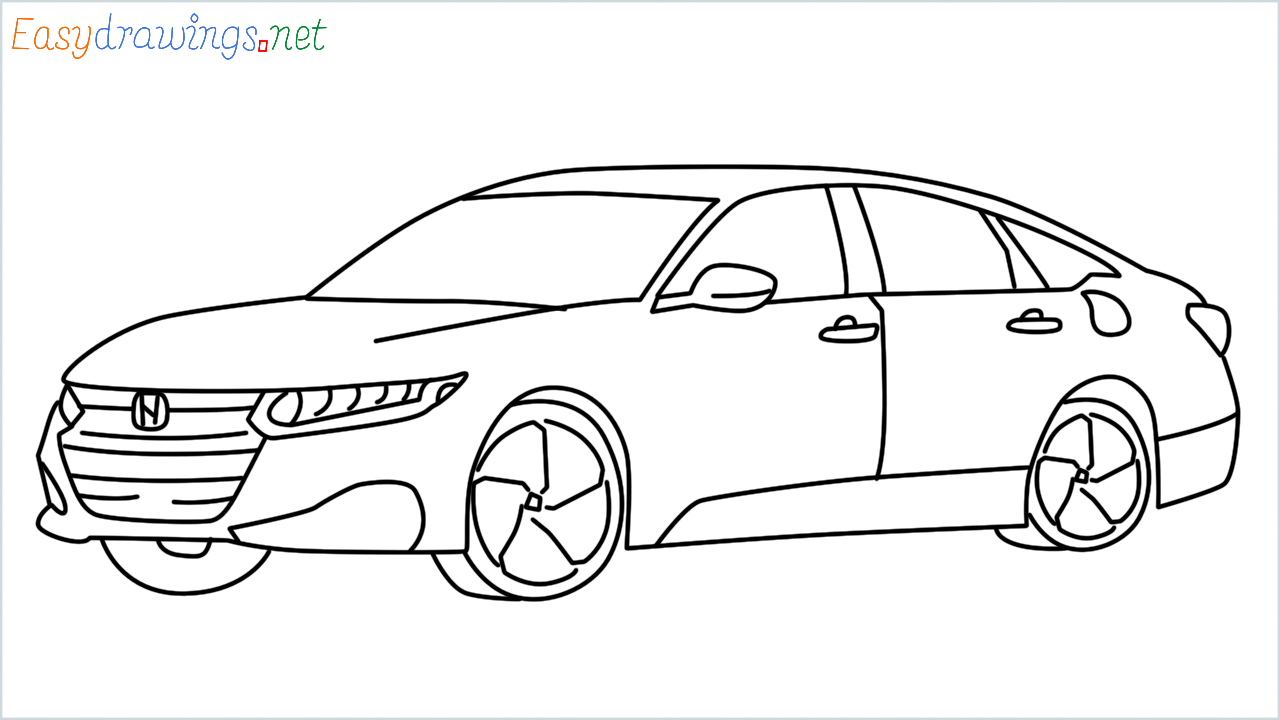 How to draw Honda Accord step by step for beginners