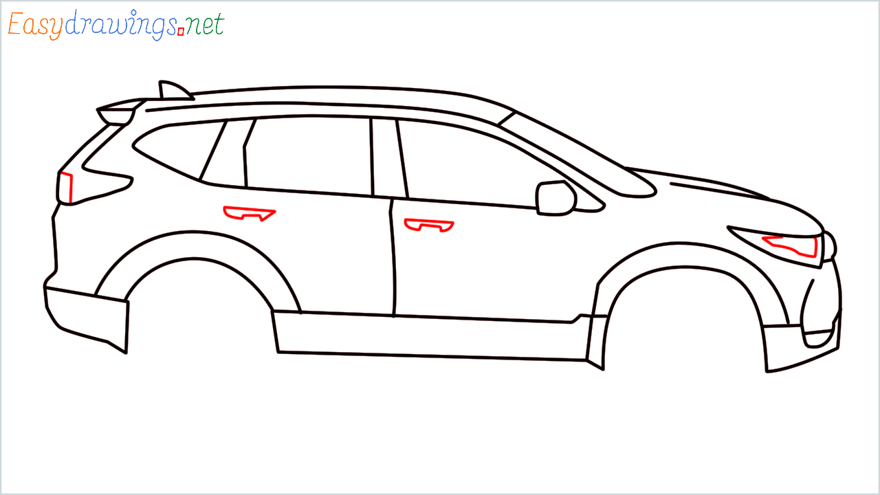 How to draw Honda CR-V step (11)
