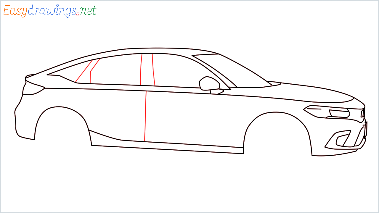 How to draw Honda Civic step (11)