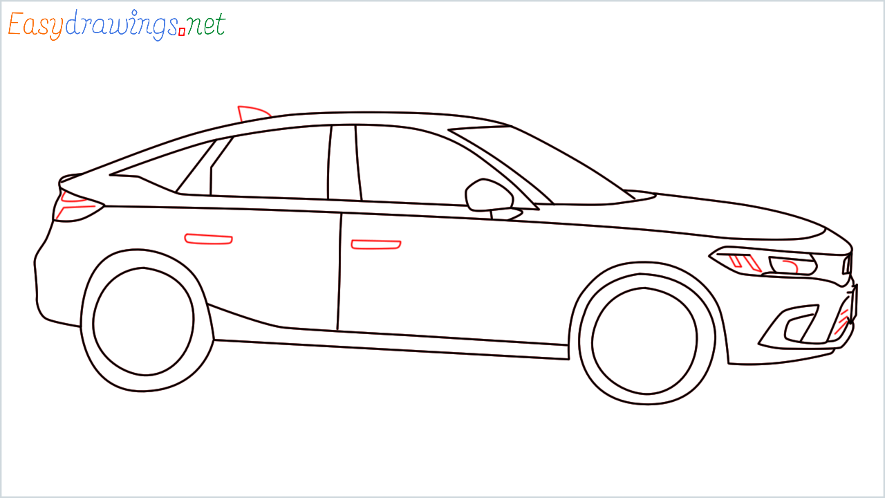 How to draw Honda Civic step (13)
