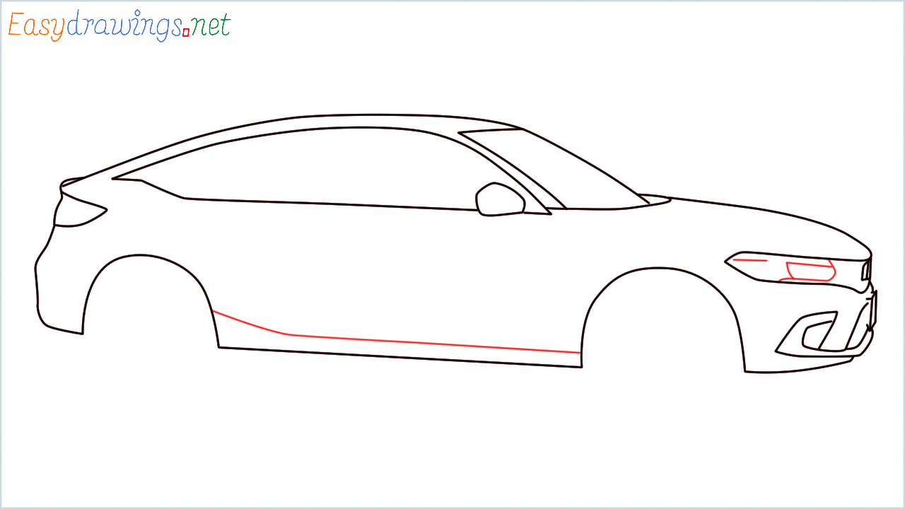 How to draw Honda Civic step (9)