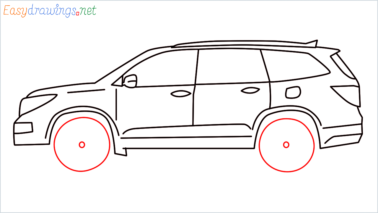 How to draw Honda Pilot step (10)