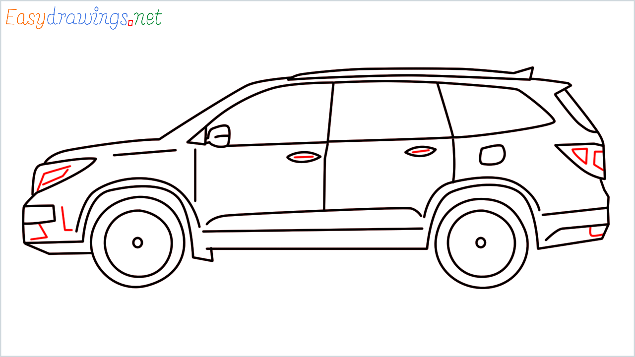 How to draw Honda Pilot step (12)