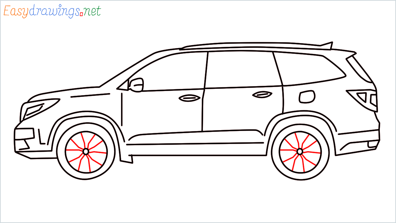 How to draw Honda Pilot step (13)