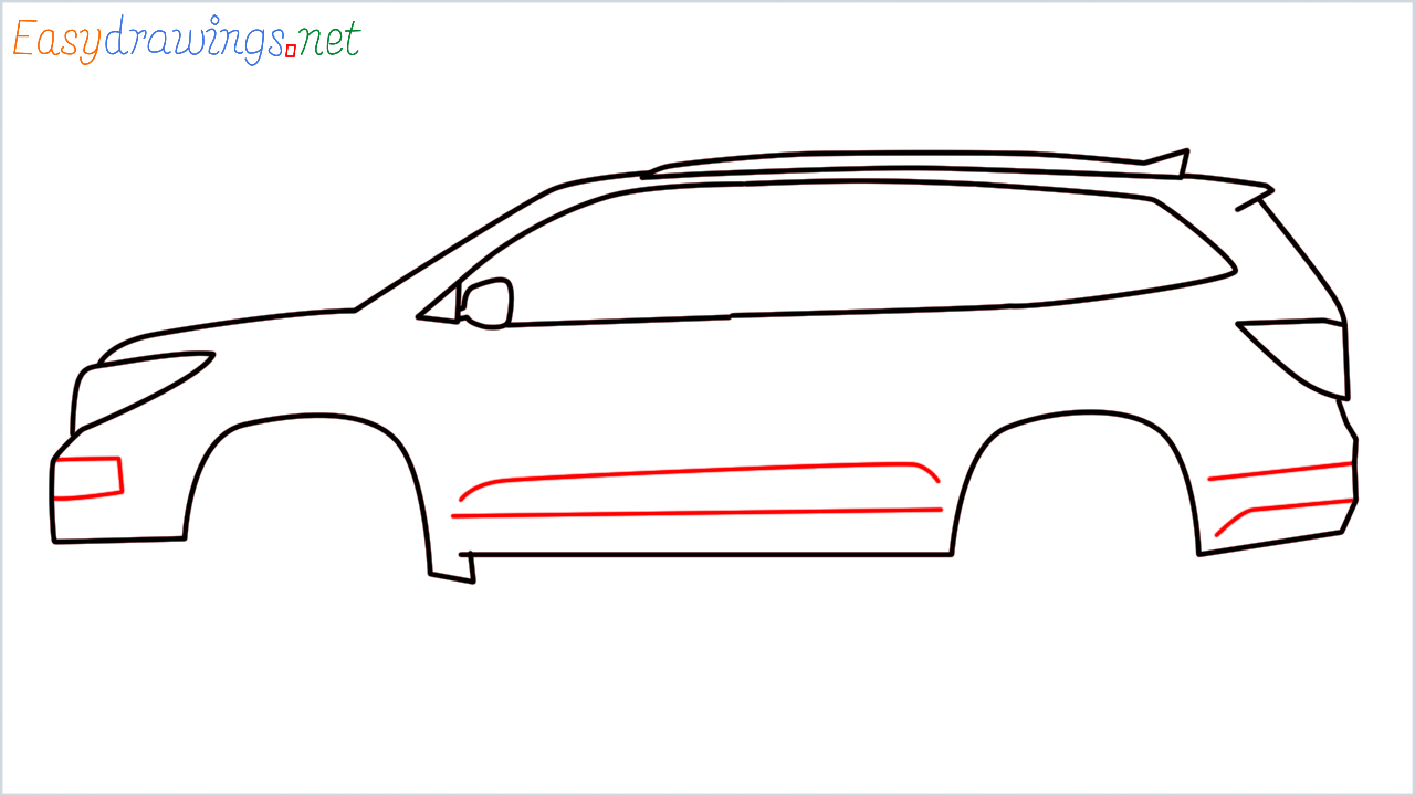 How to draw Honda Pilot step (6)