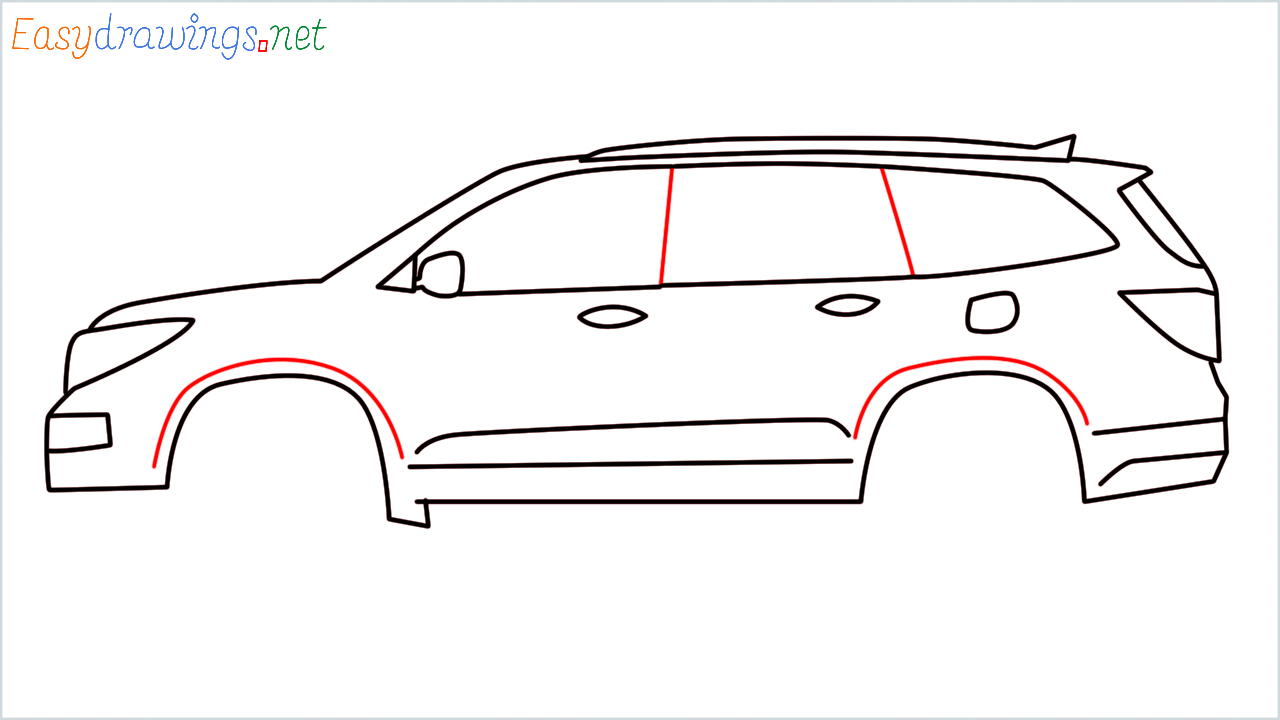 How to draw Honda Pilot step (8)