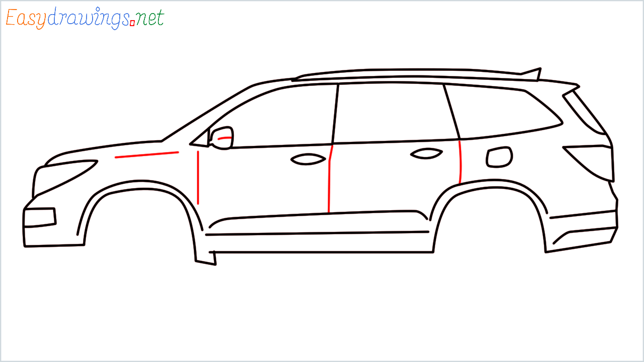 How to draw Honda Pilot step (9)
