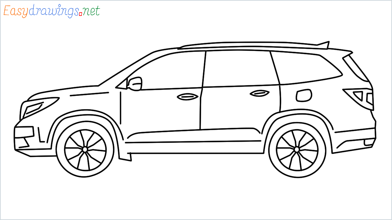 How to draw Honda Pilot step by step for beginners