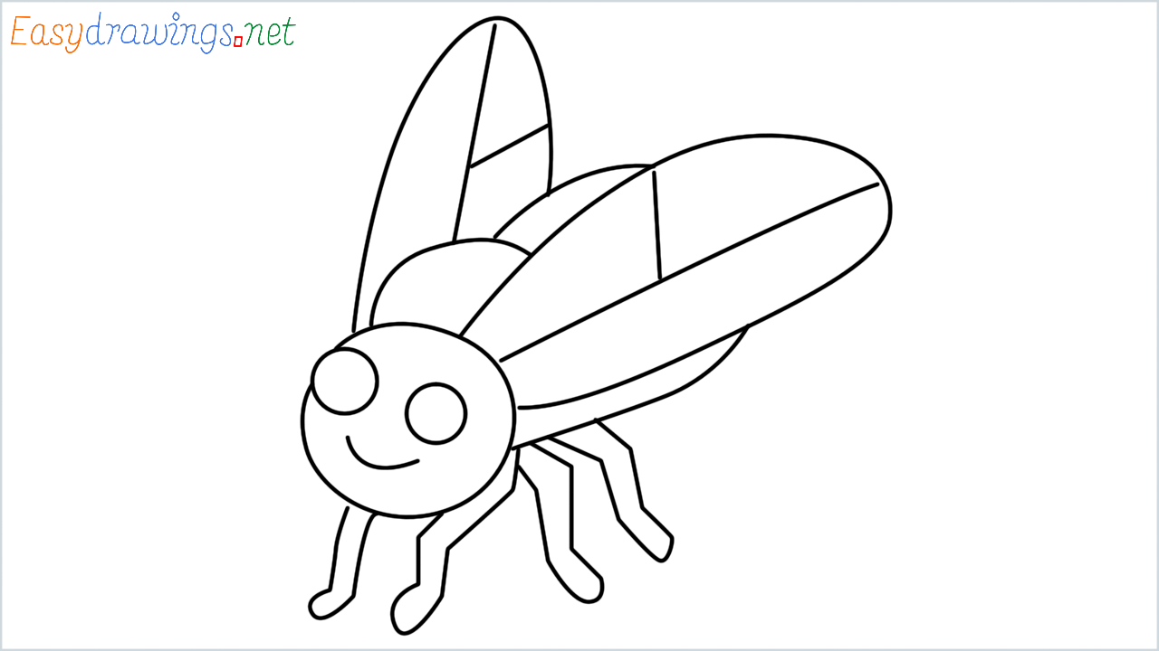 How to draw House fly Emoji step by step for beginners