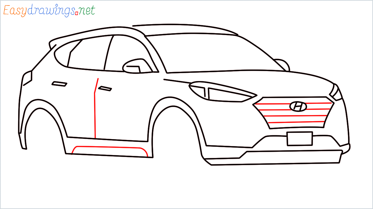 How to draw Hyundai Tucson step (10)
