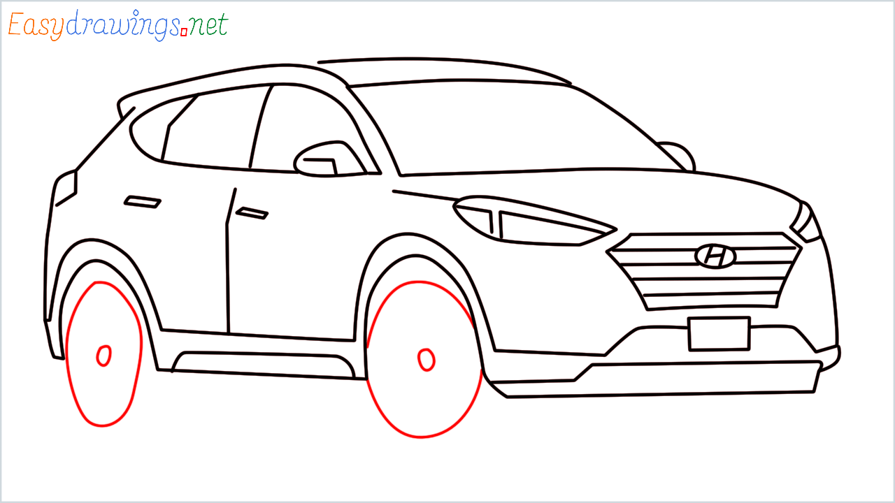 How to draw Hyundai Tucson step (11)