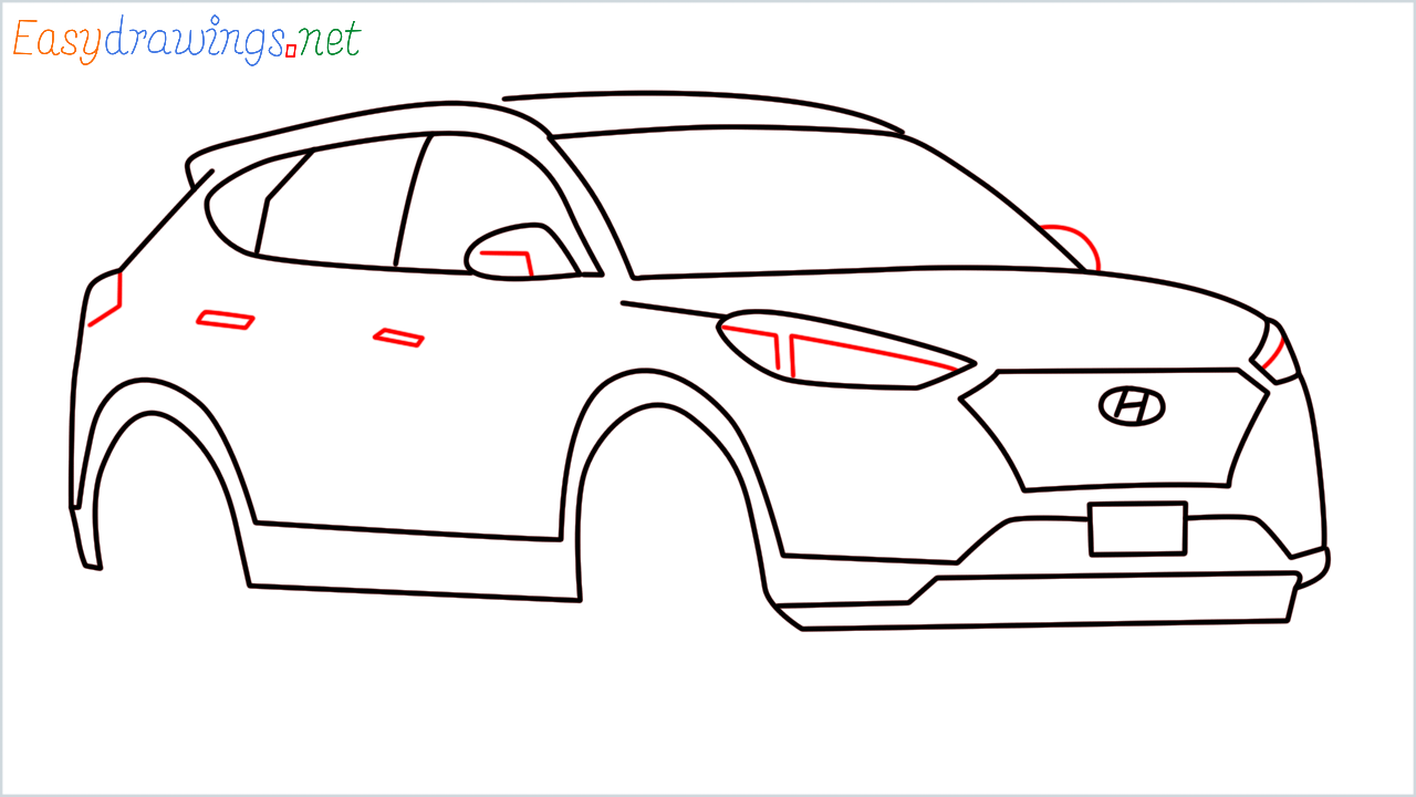 How to draw Hyundai Tucson step (9)