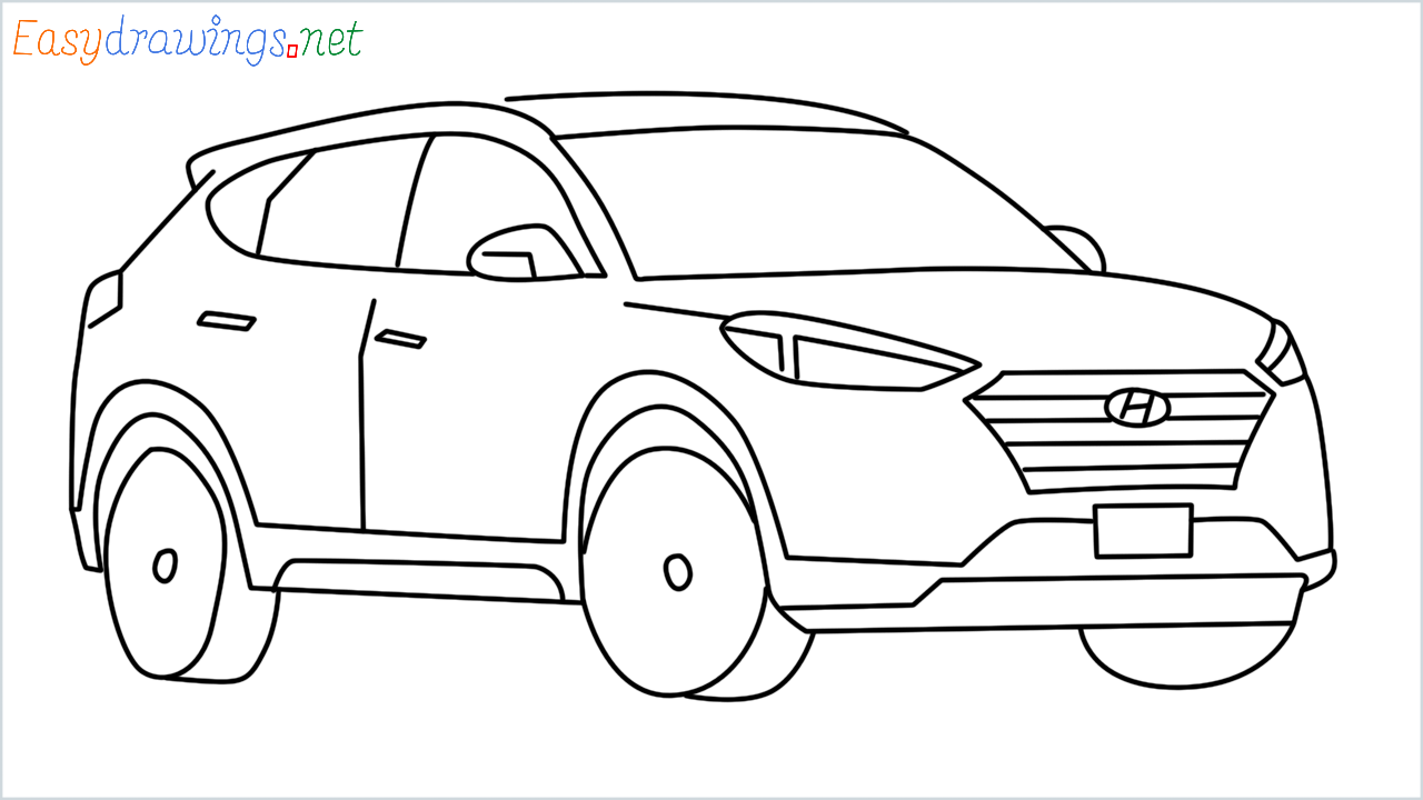 How to draw Hyundai Tucson step by step for beginners