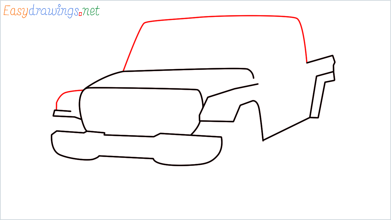 How to draw Jeep Gladiator step (5)