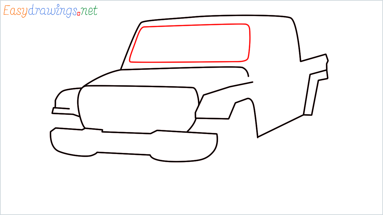 How to draw Jeep Gladiator step (6)