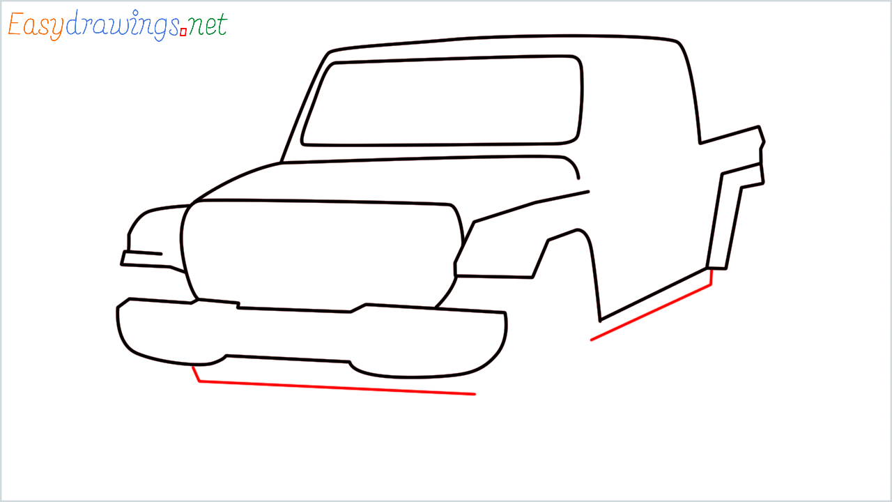 How to draw Jeep Gladiator step (7)