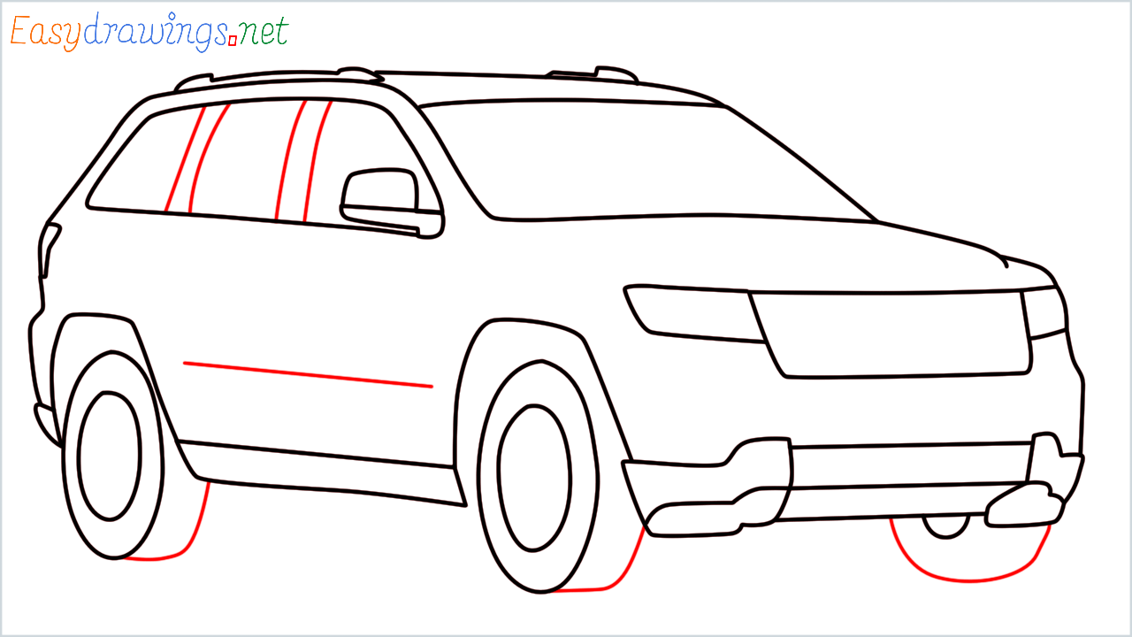 How to draw Jeep Grand Cherokee step (10)