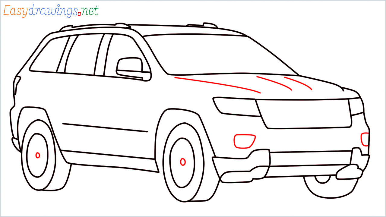 How to draw Jeep Grand Cherokee step (11)