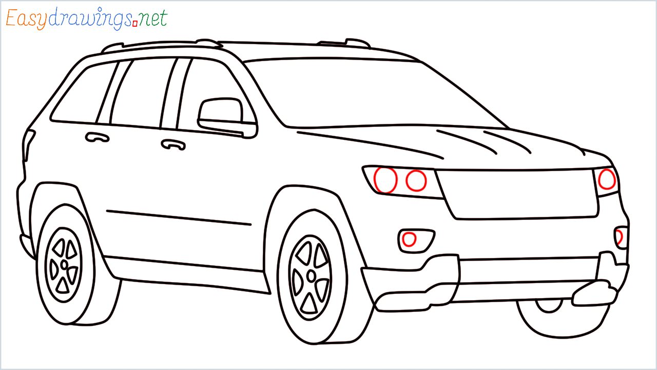 How to draw Jeep Grand Cherokee step (13)
