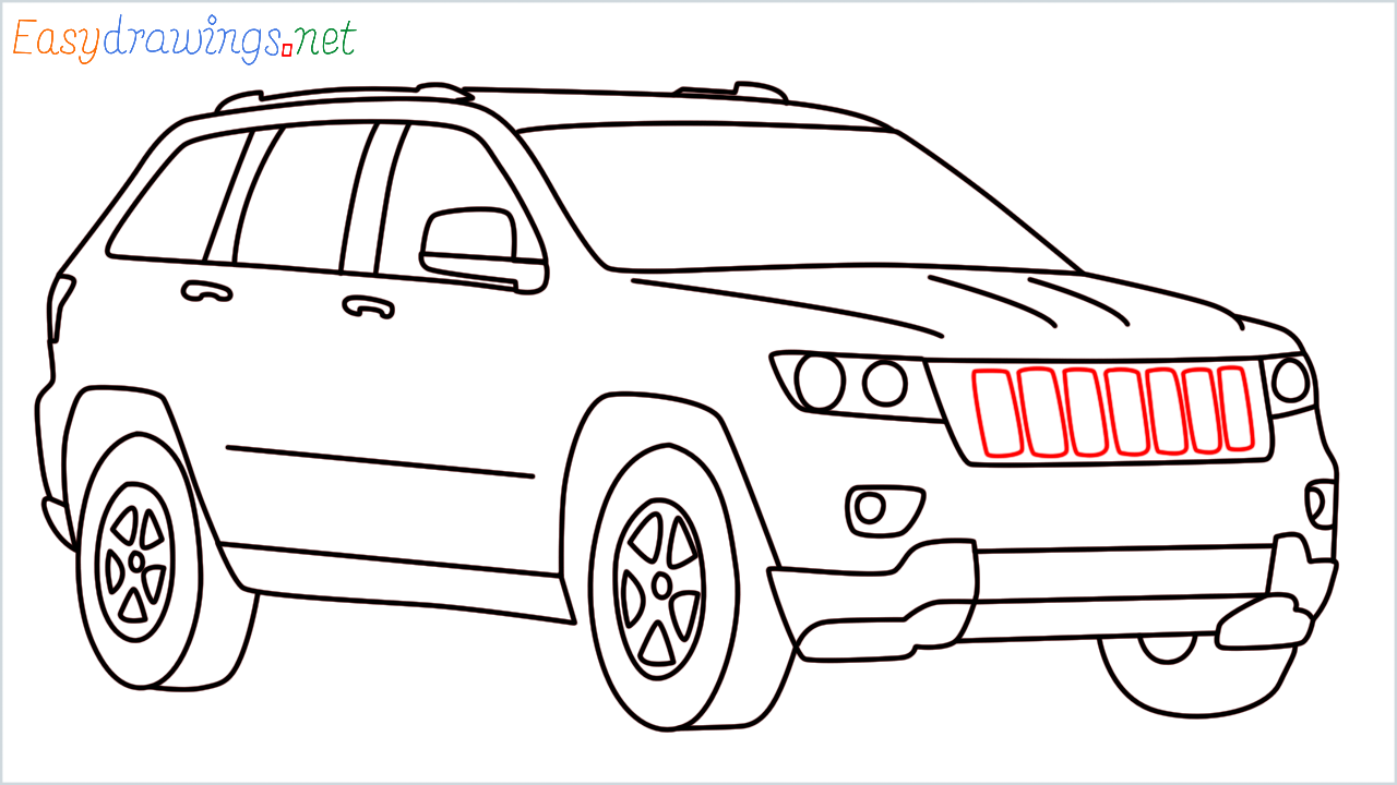 How to draw Jeep Grand Cherokee step (14)