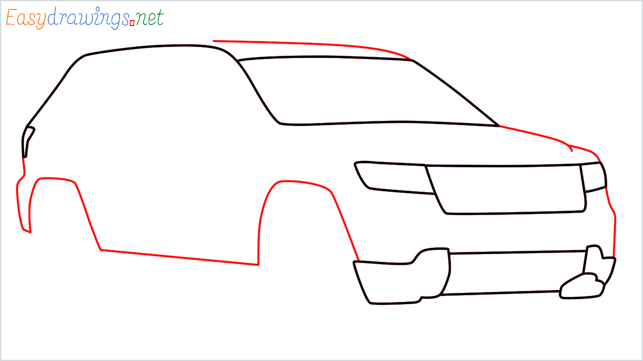 How to draw Jeep Grand Cherokee step (5)