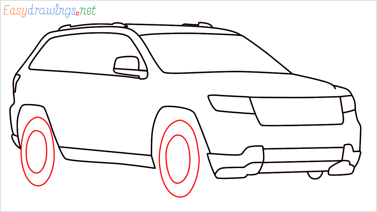 How to draw Jeep Grand Cherokee step (9)