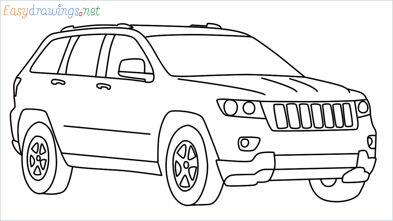 How to draw Jeep Grand Cherokee step by step for beginners