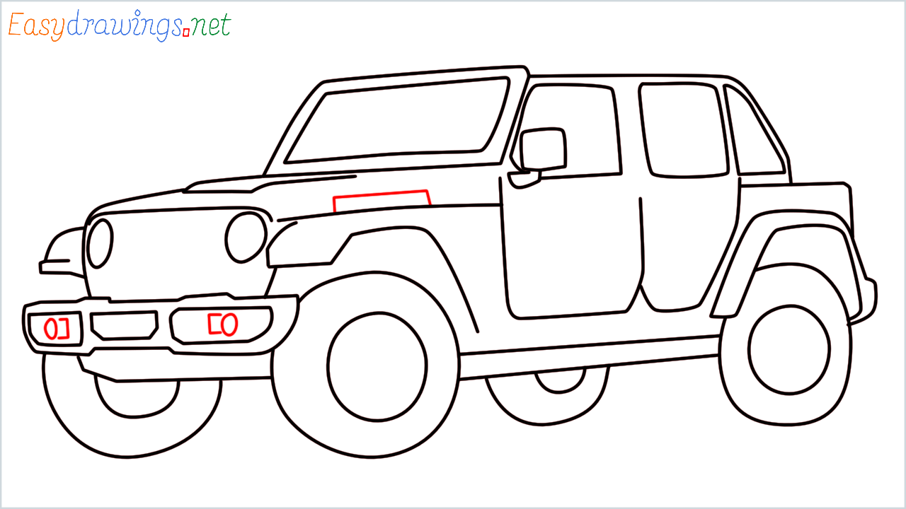 How to draw Jeep Wrangler step (14)