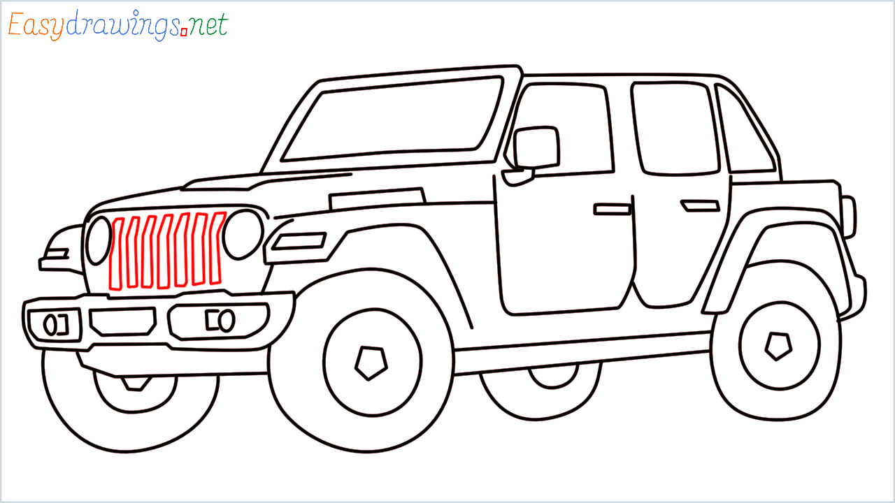 How to draw Jeep Wrangler step (16)