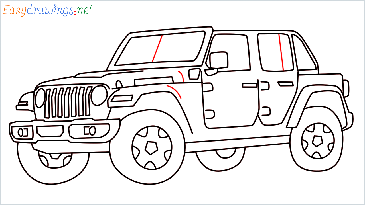 How to draw Jeep Wrangler step (18)