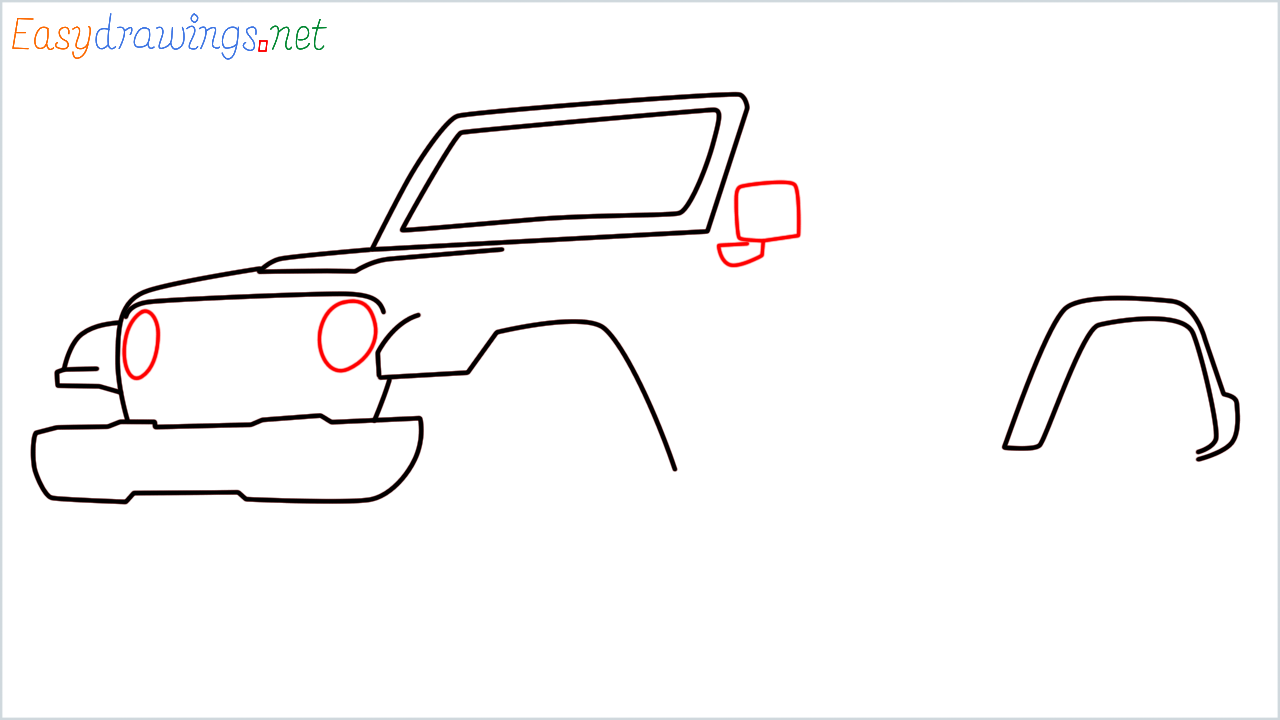How to draw Jeep Wrangler step (7)