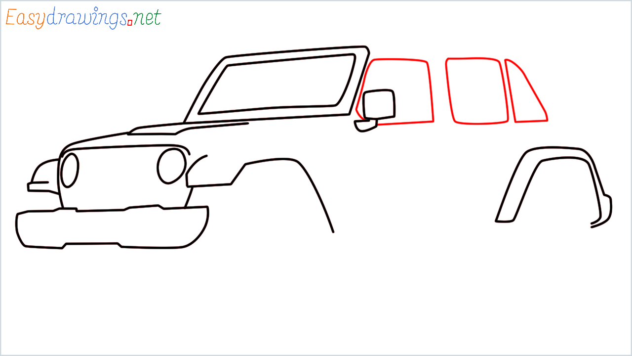How to draw Jeep Wrangler step (8)