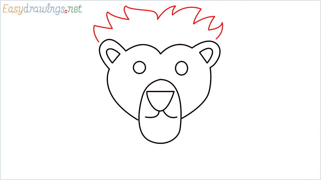How to draw Lion face Emoji step (8)
