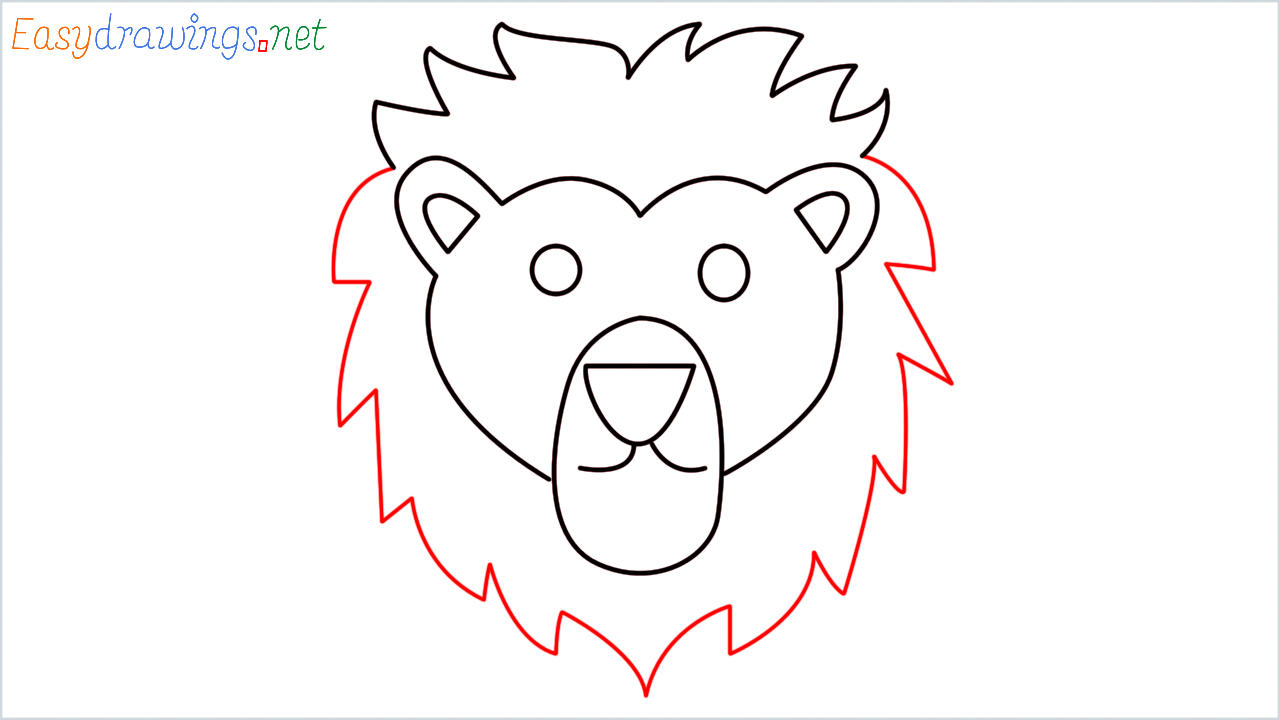 How to draw Lion face Emoji step (9)