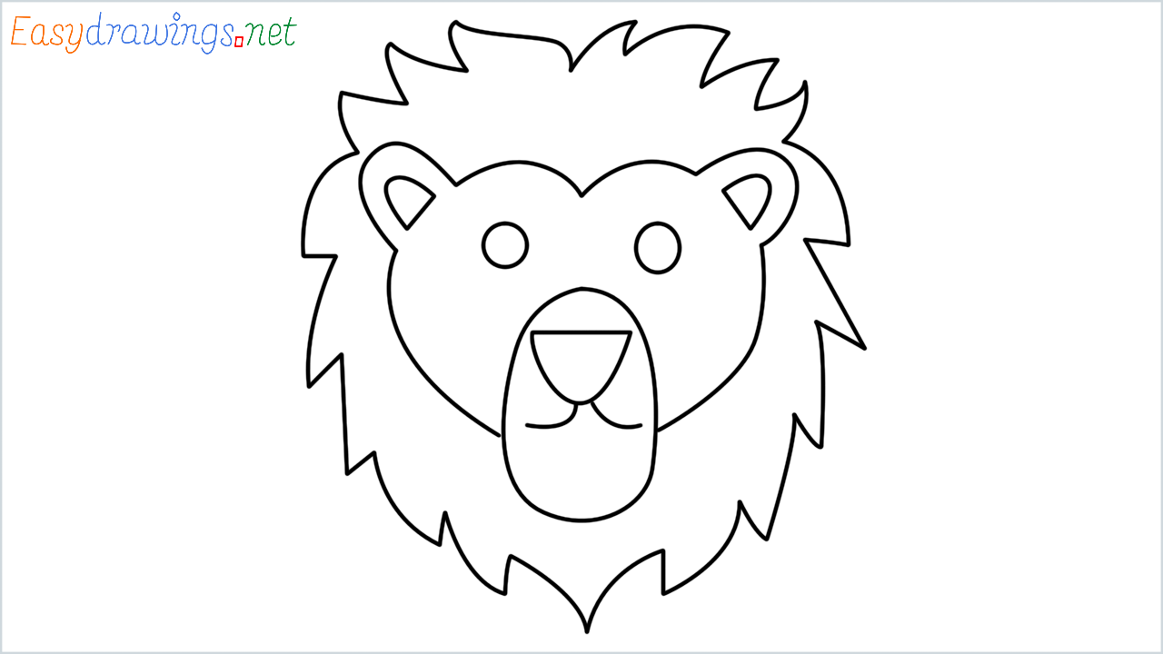 How to draw Lion face Emoji step by step for beginners