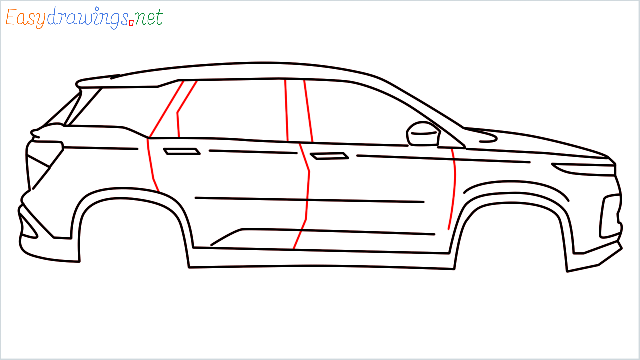 How to draw MG Hector step (10)