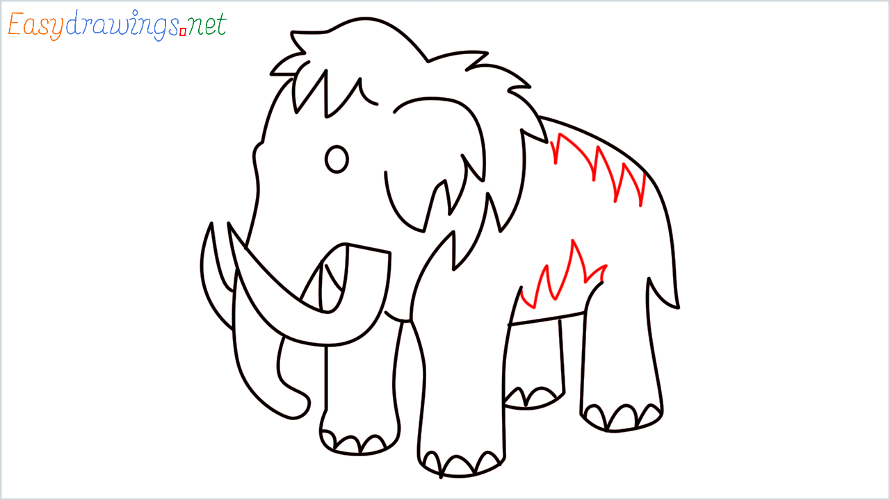How to draw Mammoth Emoji step (10)