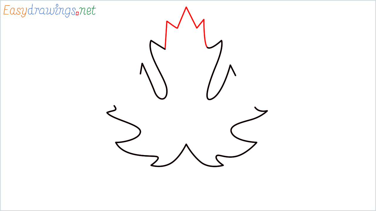 How to draw Maple leaf Emoji step (6)