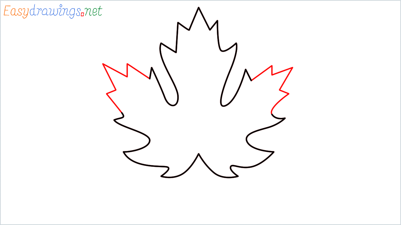How to draw Maple leaf Emoji step (7)