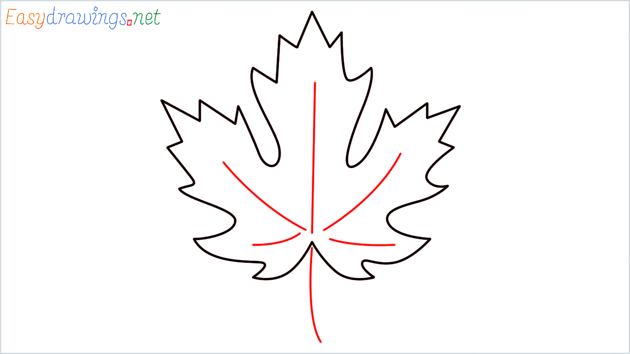 How to draw Maple leaf Emoji step (8)