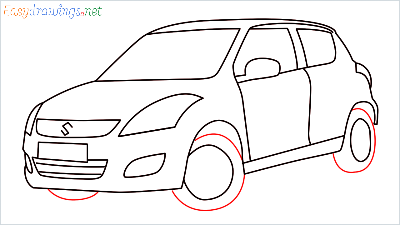 How to draw Maruti Swift step (10)