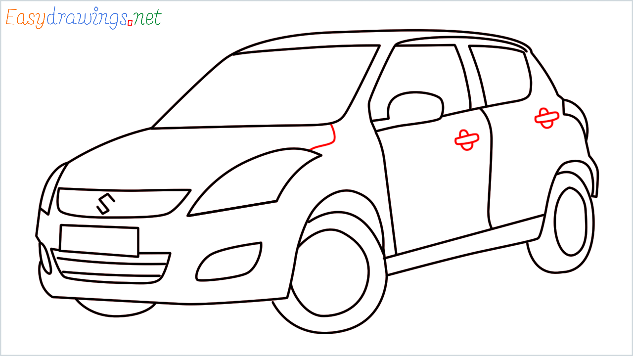 How to draw Maruti Swift step (11)